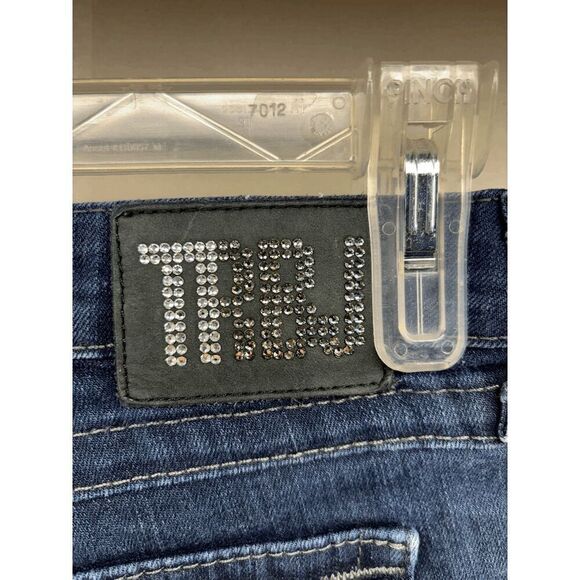 True Religion Low Rise Straight Leg Rhinestone Button TRBJ Rhinestone Butt 30x31 - Picture 9 of 12